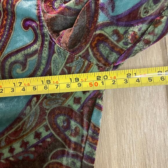Chico’s 1 Velvet Paisley Tunic Top Blouse Multicolor Long Sleeve Boho Art Wear - Picture 4 of 6